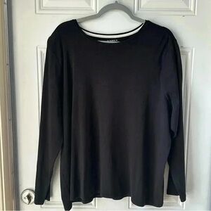THE TALBOTS TEE Black Long Sleeve Top Women’s Petite 3X